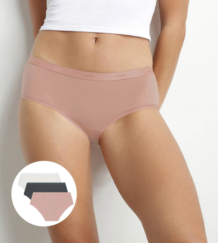 dim Lot de 3 shorties femme coton stretch Gris Rose Les Pockets Ecodim