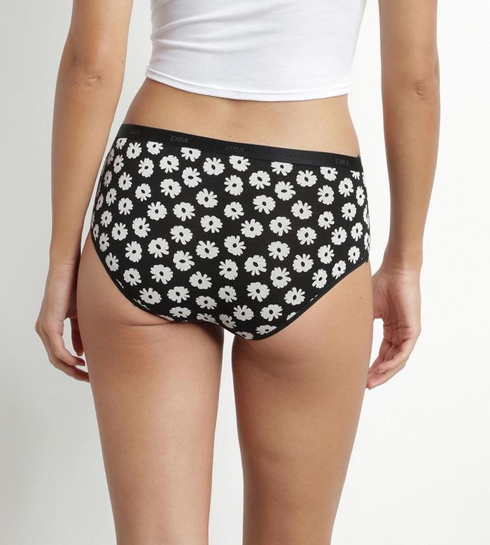 Dim Lot De 3 Shorties Femme Coton Stretch Noir Beige à Fleurs Les Pockets
