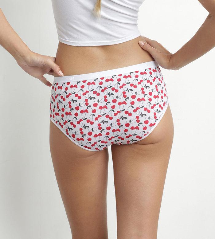 Dim Lot De 3 Shorties Femme Coton Stretch Rouge Au Motif Coeur Les Pockets