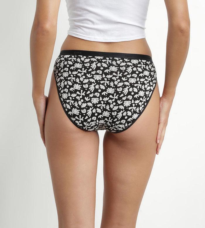 Dim Lot De 3 Slips Femme En Coton Stretch Noir à Fleurs Les Pockets