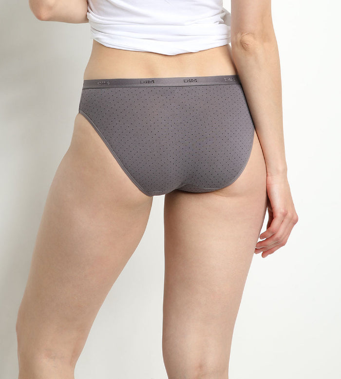 Dim Lot De 3 Slips Noirs Et Gris Imprimés Femme Les Pockets Coton