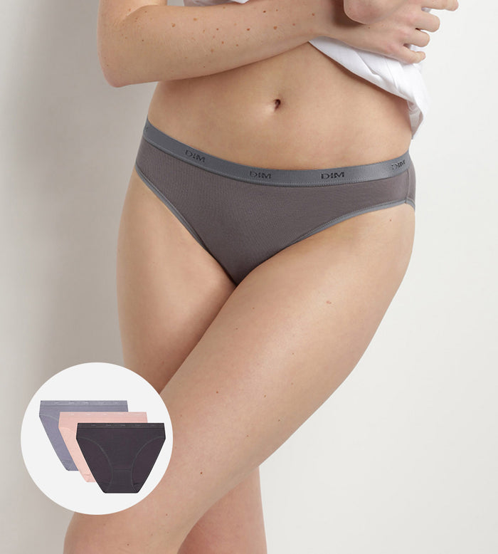 dim Lot de 3 slips taupe rose et gris Les Pockets EcoDIM
