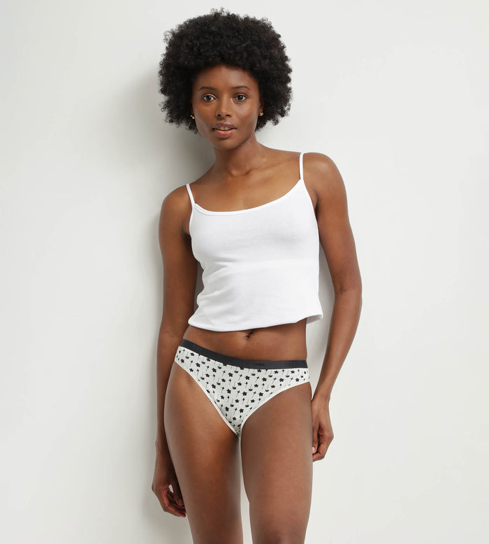 Dim Lot De 5 Culottes Coton Stretch à Motif Floral Blanc Noir Les Pockets