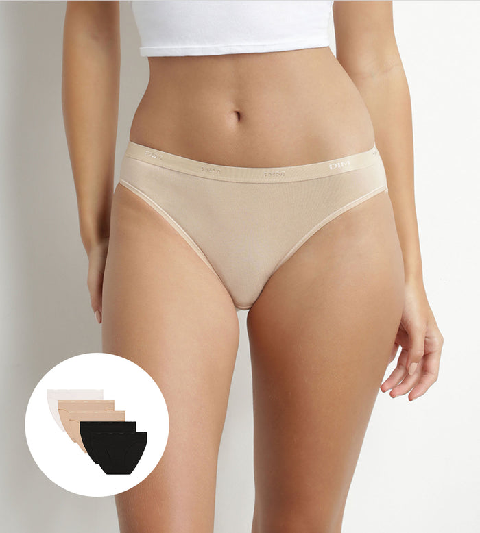 dim Lot de 5 culottes coton stretch Noir Nude Blanc Les Pockets Ecodim