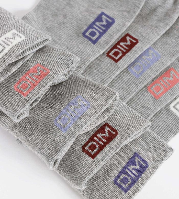Dim Lot De 5 Paires De Socquettes Femme En Coton Gris Clair EcoDim