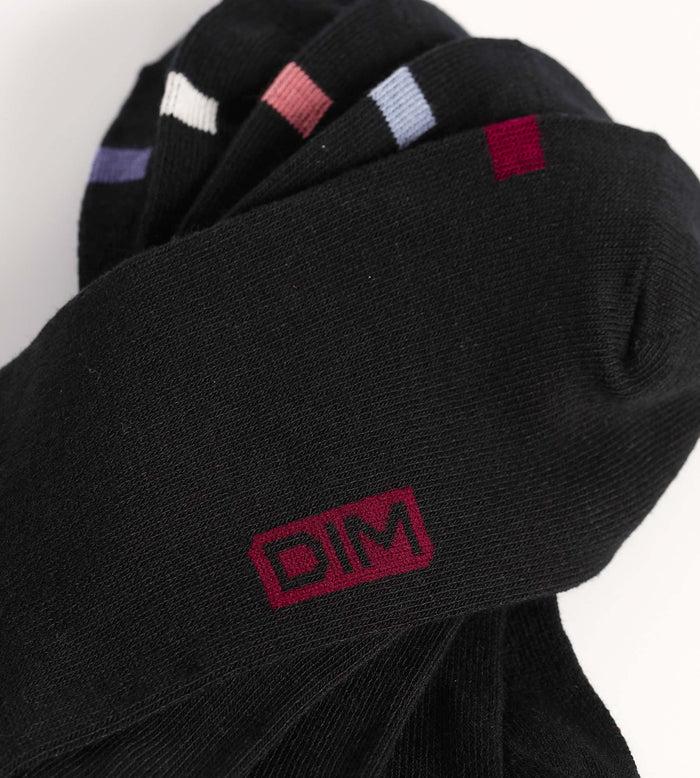 Dim Lot De 5 Paires De Socquettes Femme En Coton Noir à Pastilles EcoDim