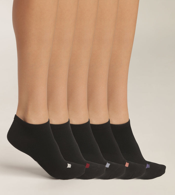 dim Lot de 5 paires de socquettes femme en coton Noir à pastilles EcoDim