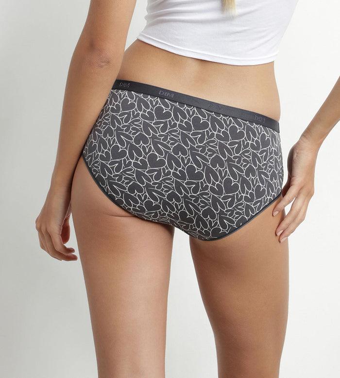 Dim Lot De 5 Shorties Femme Coton Stretch Rouge Motifs Coeurs Les Pockets