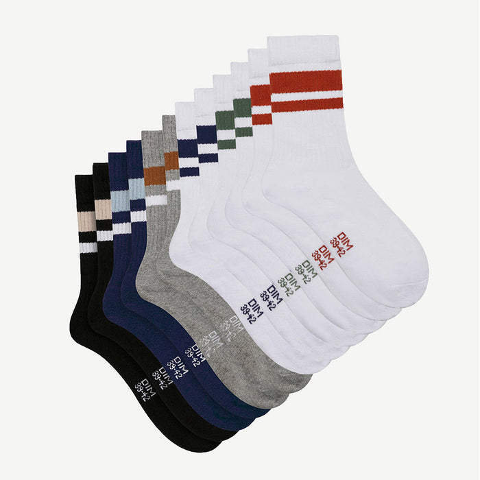 Dim Lot De 6 Paires De Chaussettes Homme En Coton Multicolore EcoDim Sport