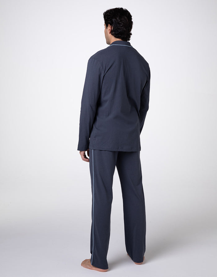 Dim Pyjama Long Ouvert En Jersey De Coton Ardoise Pour Unisexe
