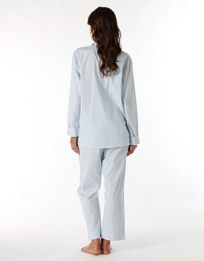 Dim Pyjama Long Ouvert Unisexe En Toile De Coton Bleu à Rayures