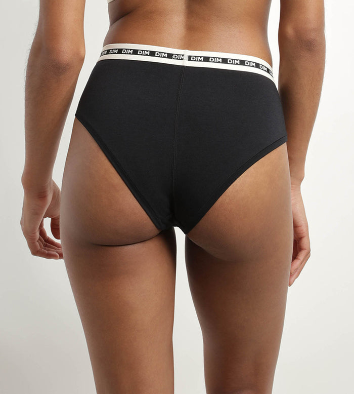 Dim Shorty Femme Coton Modal Noir à Ceinture Contrastée Dim Icons Essentiel