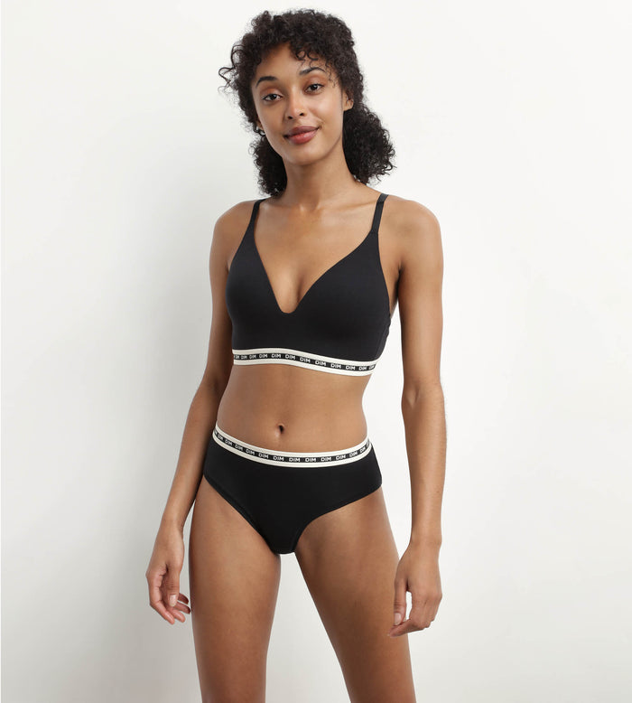 Dim Shorty Femme Coton Modal Noir à Ceinture Contrastée Dim Icons Essentiel