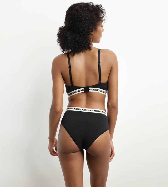 Dim Shorty Femme Coton Modal Noir à Ceinture Contrastée Dim Icons Essentiel