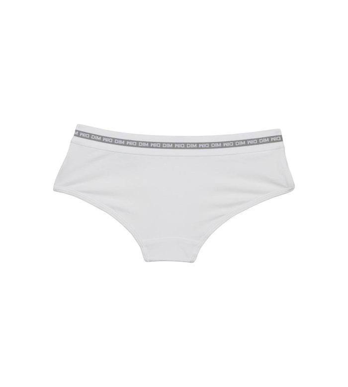 Dim Shorty Fille Coton Stretch Blanc Avec Impressions Argentées Dim Sport