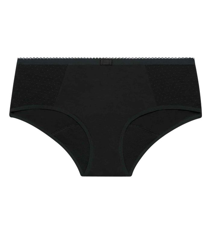 Dim Shorty Menstruel Coton Bio Et Dentelle Noir Flux Abondant Dim Protect
