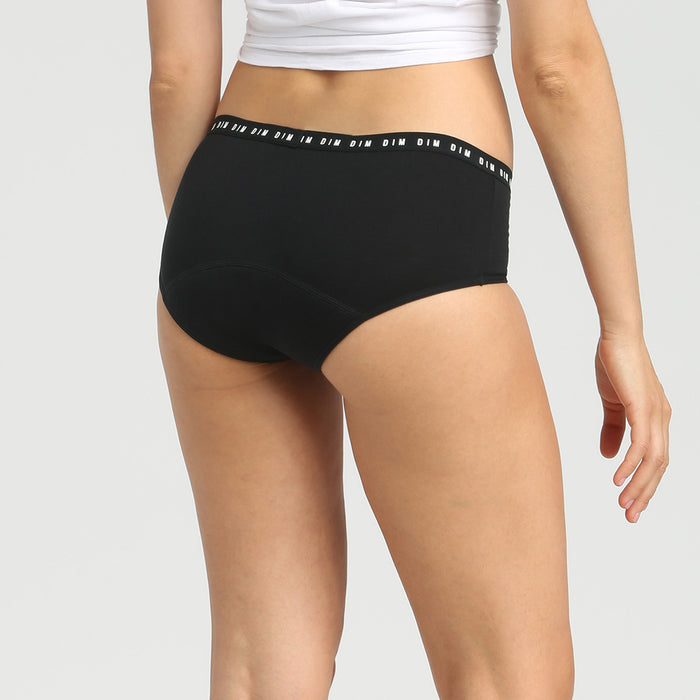 Dim Shorty Menstruel Lavable En Coton Bio Noir Flux Moyen Dim Protect
