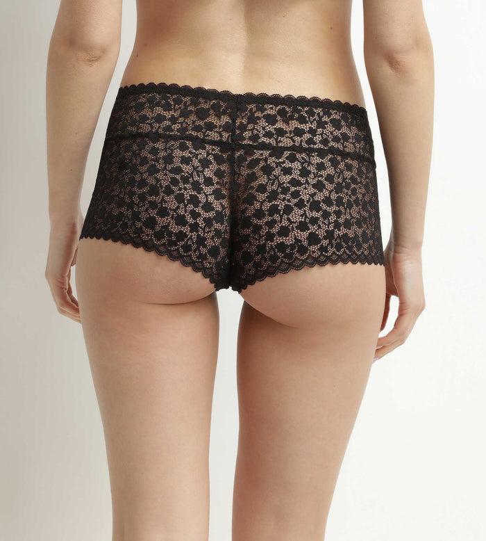 Dim Shorty Pour Femme En Dentelle Florale Noire Daisy Lace