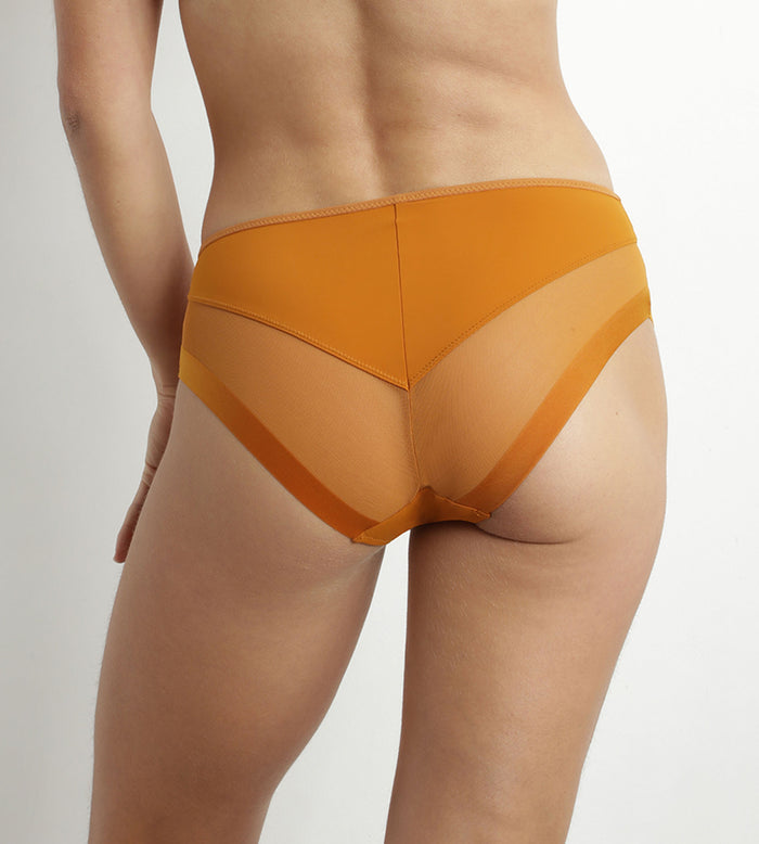 Dim Slip Femme En Microfibre Et Tulle Marron Oran Dim Generous