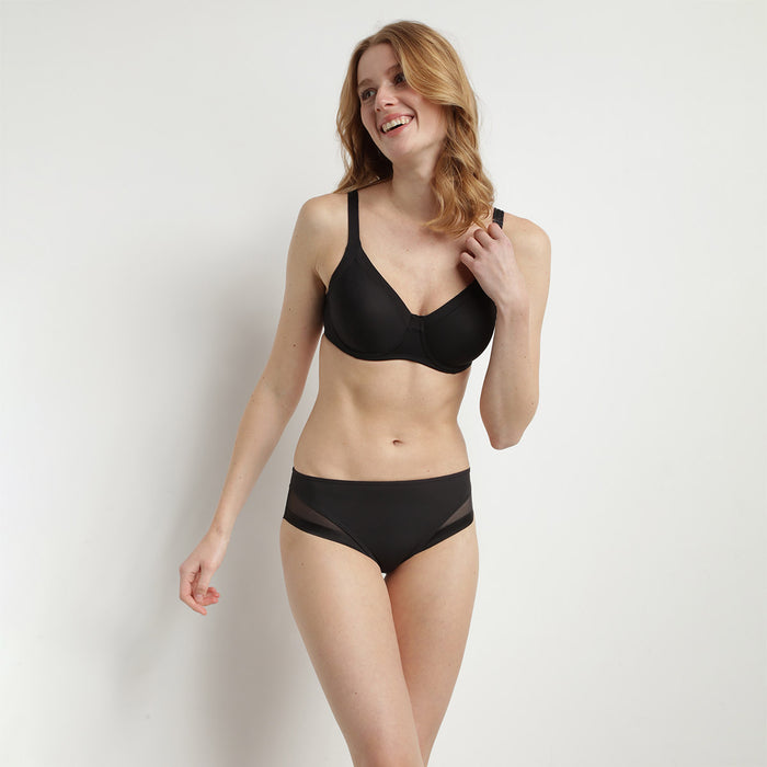 Dim Slip Femme En Microfibre Et Tulle Noir Generous De Dim