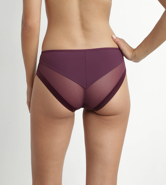 Dim Slip Femme En Microfibre Et Tulle Prune Dim Generous