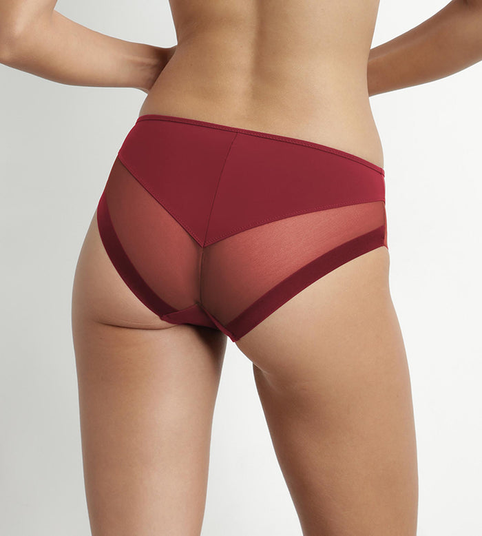 Dim Slip Femme En Microfibre Et Tulle Rouge Coquelicot Dim Generous