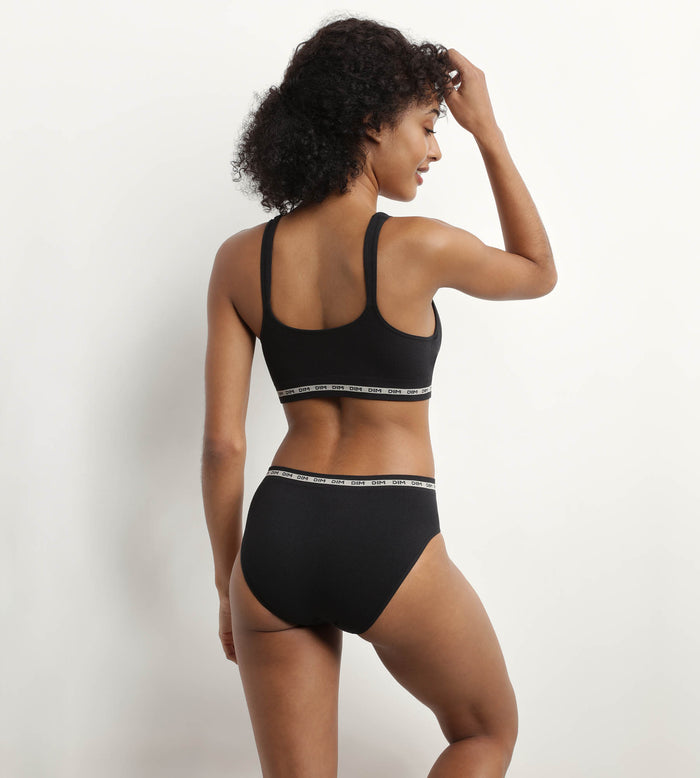 Dim Slip Femme En Modal Polyamide Sans Couture Noir Dim Icons Seamless