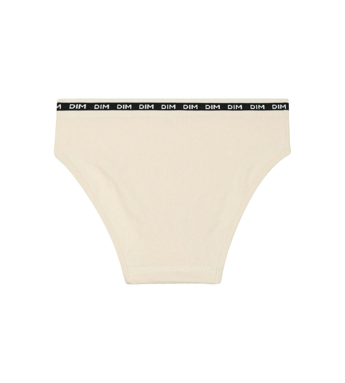 Dim Slip Pour Fille En Tissu Côtelé Beige à Ceinture Noire Dim Icons