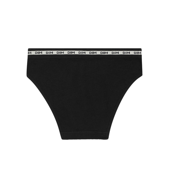 Dim Slip Pour Fille En Tissu Côtelé Noir à Ceinture Beige Dim Icons