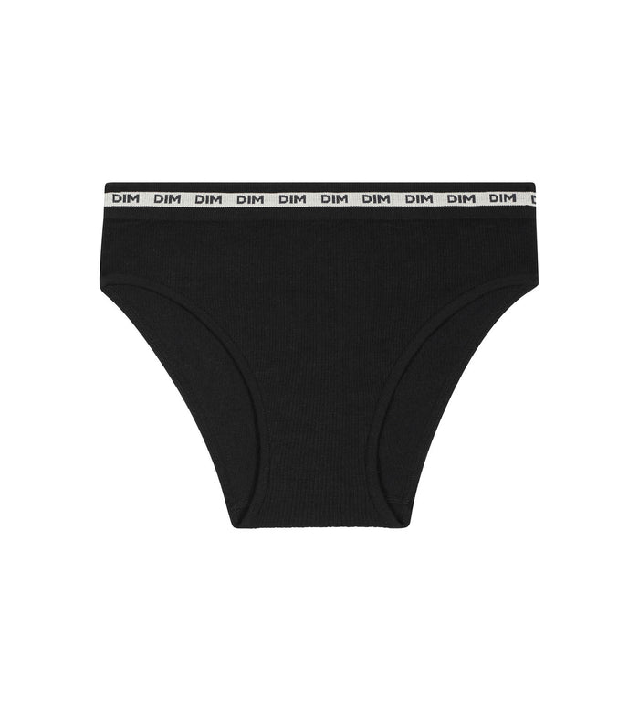 dim Slip pour fille en tissu côtelé Noir à ceinture beige Dim Icons