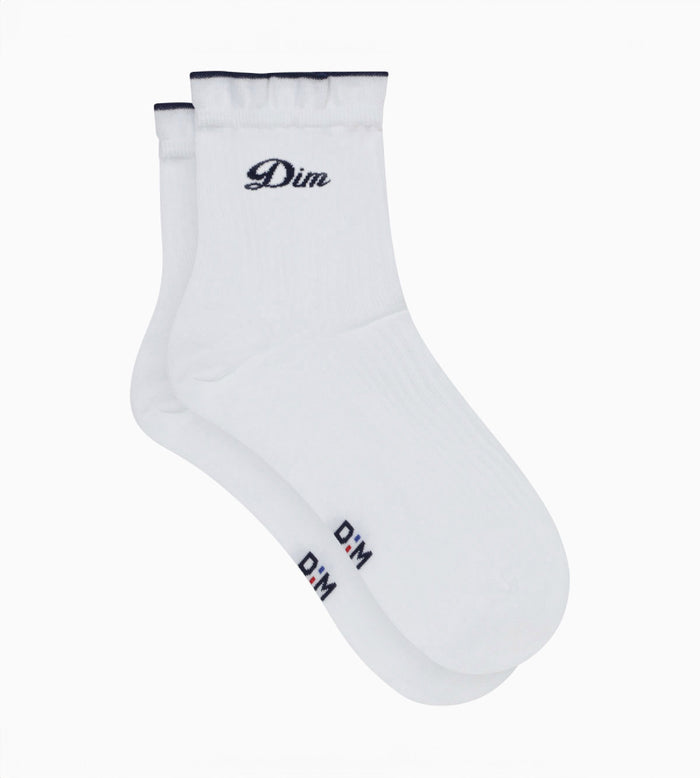 Dim Socquettes Femme En Coton Blanc Signature Dim Brodé Madame Dim