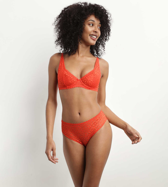 Dim Soutien-gorge à Armatures En Dentelle Florale Rouge Feu Daily Dentelle