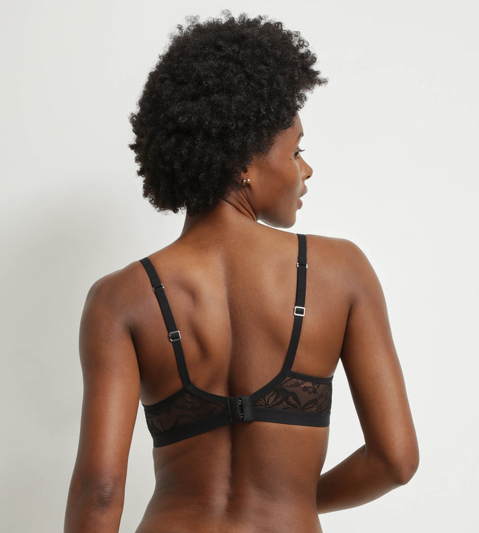 Dim Soutien-gorge à Armatures En Dentelle Noire à Feuillage Mod De Dim