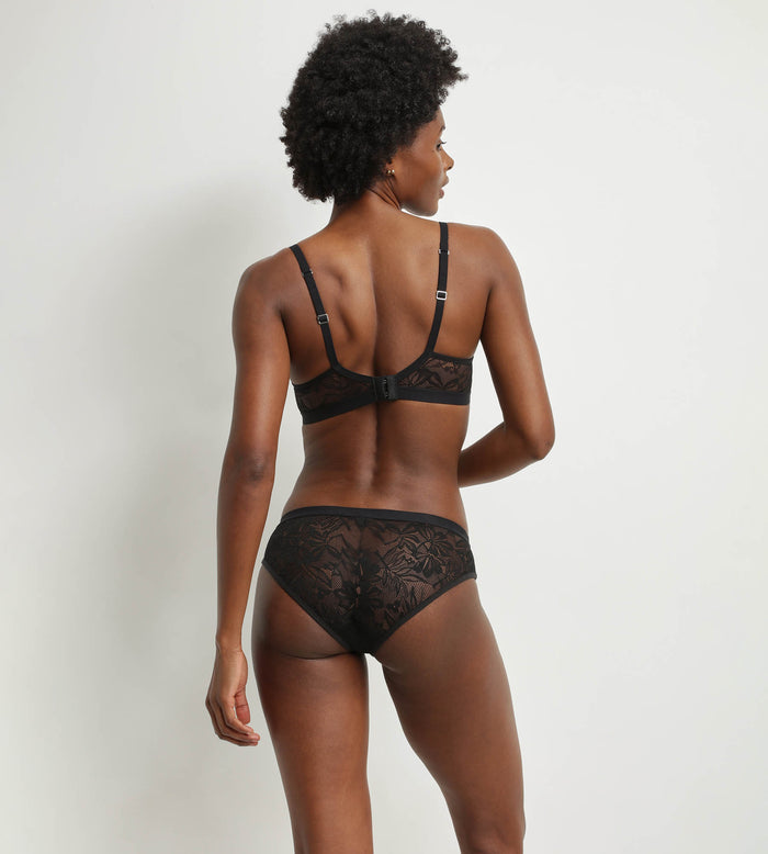 Dim Soutien-gorge à Armatures En Dentelle Noire à Feuillage Mod De Dim