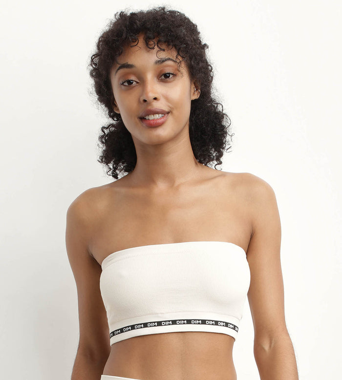dim Soutien-gorge bandeau en modal polyamide Beige sans armature Dim Icons Seamless