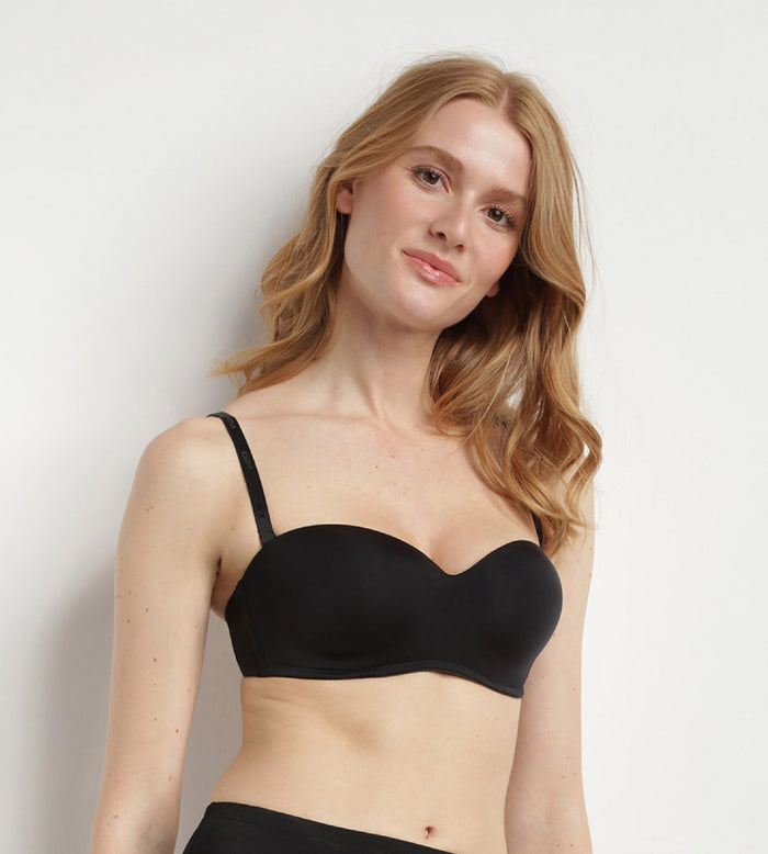 dim Soutien-gorge bandeau Noir sans armatures pour femme InvisiFree