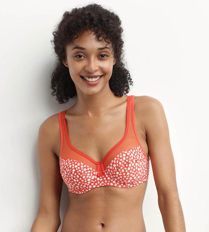 dim Soutien-gorge emboitant avec armatures Rouge à fleurs Generous Dim