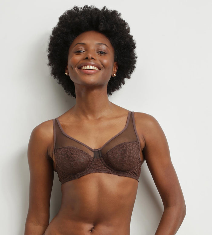 dim Soutien-gorge emboitant en dentelle léopard Chocolat Dim Generous