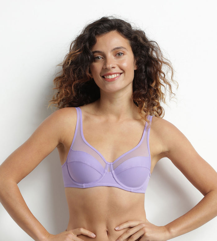 dim Soutien-gorge emboîtant en microfibre et tulle Lila Dim Generous