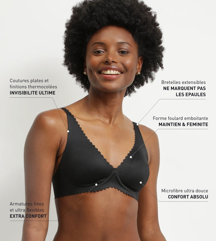 Dim Soutien-gorge Foulard à Armatures En Microfibre Noir Dim Body Touch