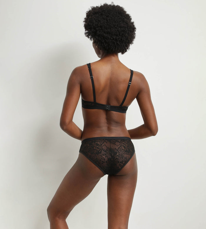 Dim Soutien-gorge Foulard En Dentelle Noire à Feuillage Mod De Dim