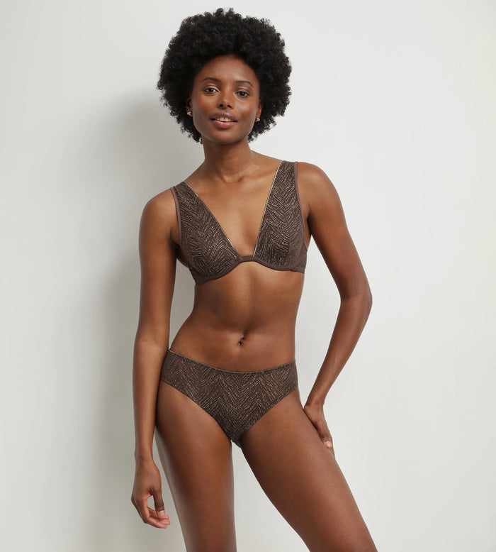 Dim Soutien-gorge Foulard En Tulle Chocolat Et Zébrures Or Dim Generous