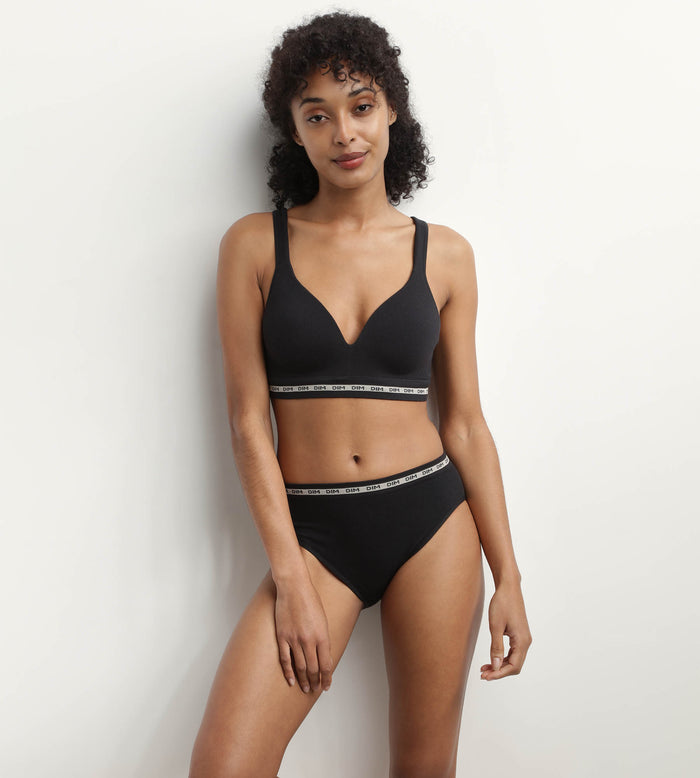Dim Soutien-gorge Noir Côtelé Sans Armature Ni Couture Dim Icons Seamless