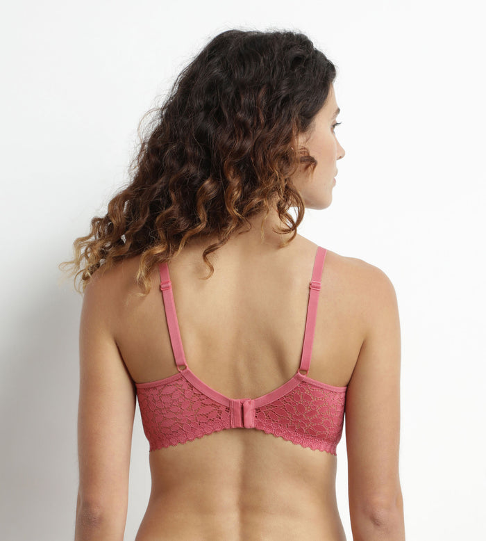 Dim Soutien-gorge Triangle Sans Armature Dentelle Florale Rose Daily Dentelle