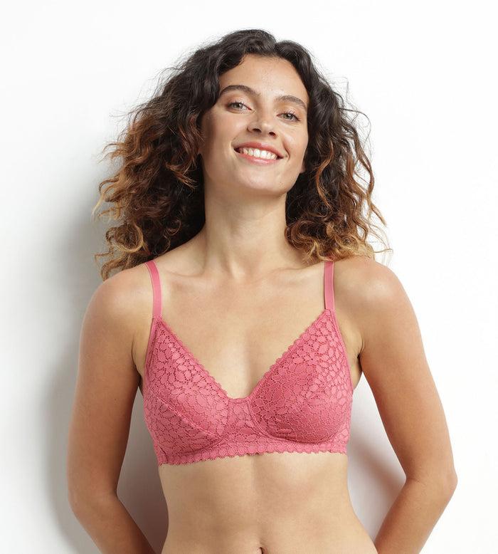 dim Soutien-gorge triangle sans armature dentelle florale Rose Daily Dentelle