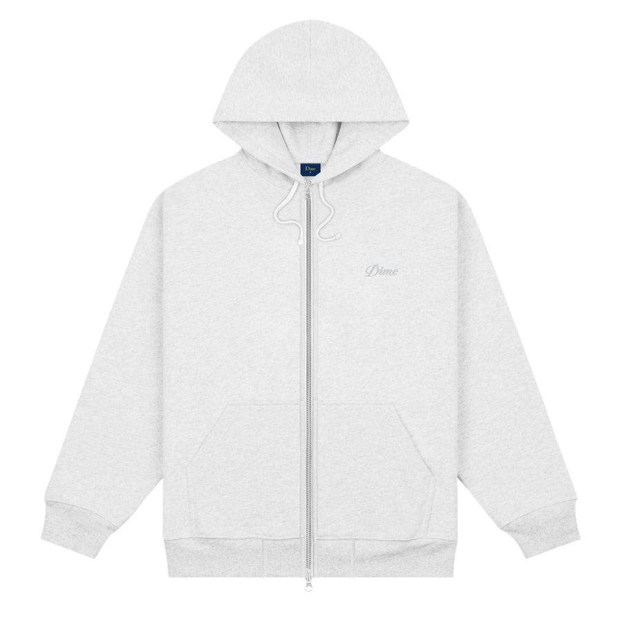 Dime Hoodie Cursive Zip Ash