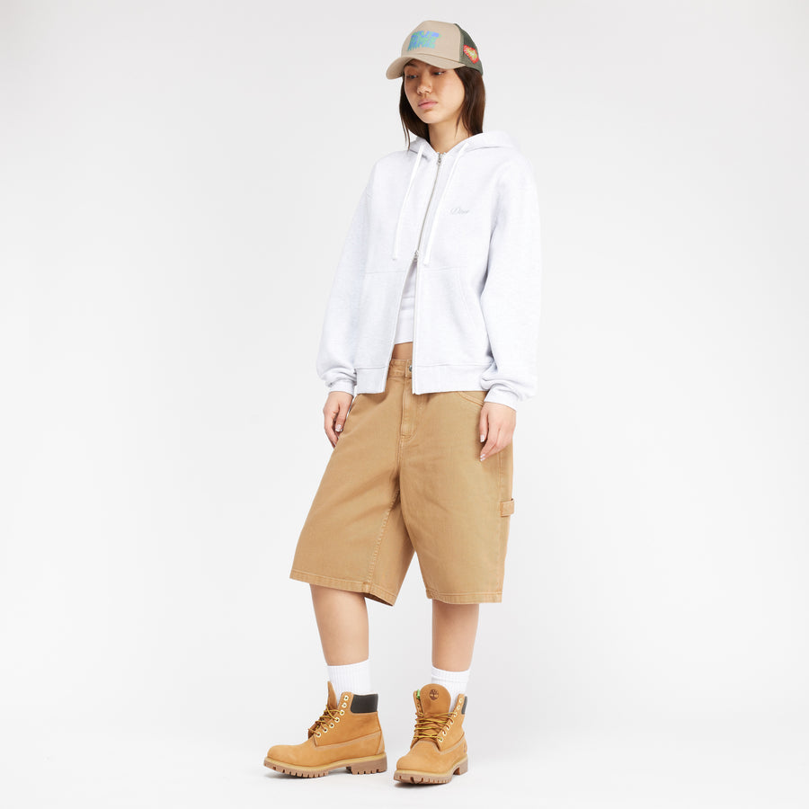 dime Hoodie Cursive Zip Ash