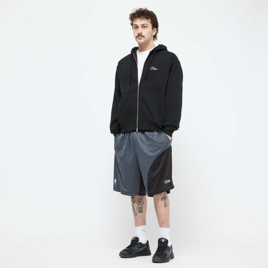dime Hoodie Cursive Zip Black