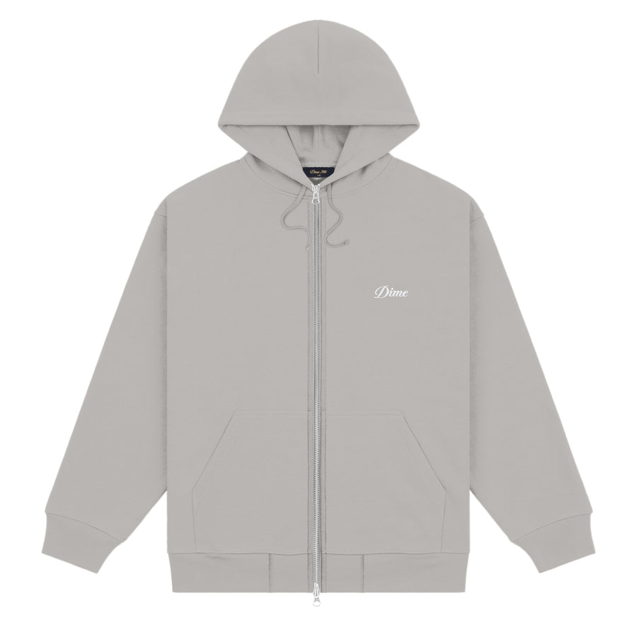 Dime Hoodie Cursive Zip Charcoal