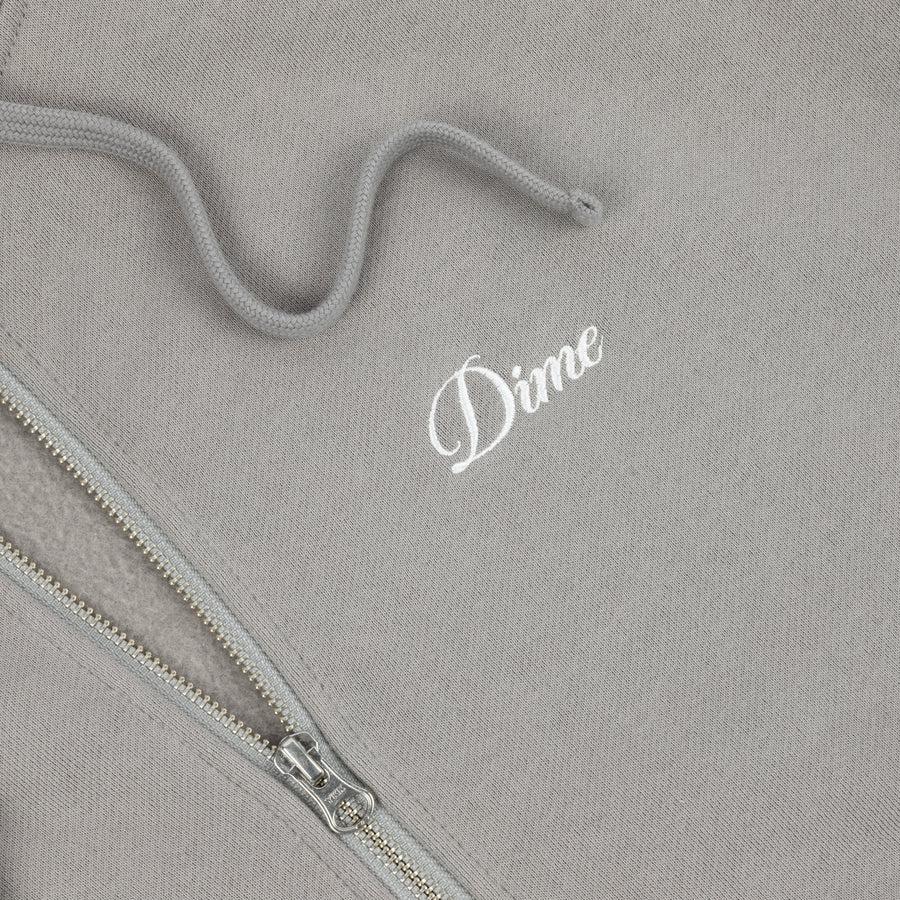 Dime Hoodie Cursive Zip Charcoal